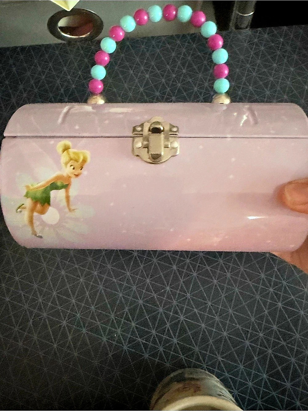 Disney Tinker Bell Cylindrical Tin Carry-All Purse Pink Mini Bag